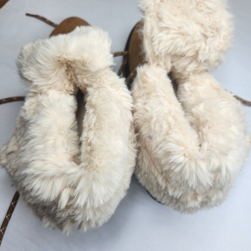 WoJ Crew BL551 Woman's Size 7 Chestnut Brown Faux-Fur men's Tan Fur-Lined Boots - Picture 5 of 5